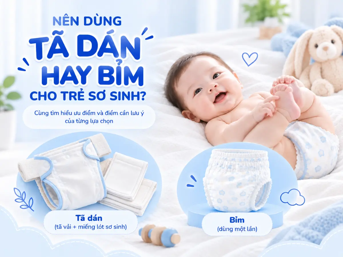 Nên dùng tã dán hay bỉm cho trẻ sơ sinh